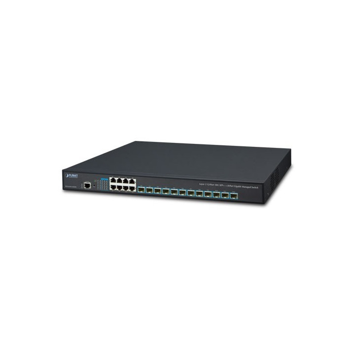 Коммутатор PLANET XGS-6350-12X8TR, управляемый коммутатор Layer 3 с 12 портами 10G SFP+ и 8 портами 10/100/1000T, стекируемый, с