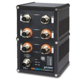 PLANET IGS-604HPT-M12 IP67 Industrial L2+ 4-Port Gigabit PoE+ Managed Ethernet Switch with M12 Connectors