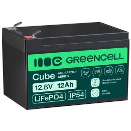 Green Cell LFPGC12V12AH LiFePO4 Battery 12Ah 12.8V 153.6Wh