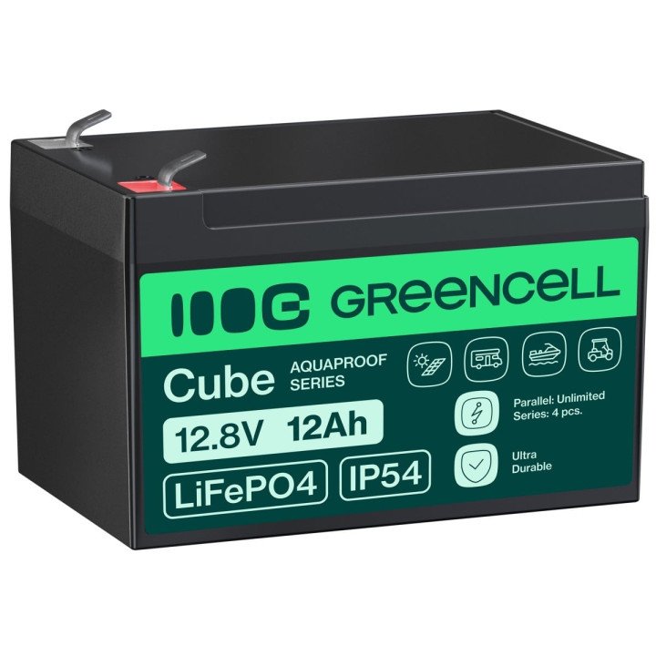 Green Cell LFPGC12V12AH LiFePO4 Battery 12Ah 12.8V 153.6Wh