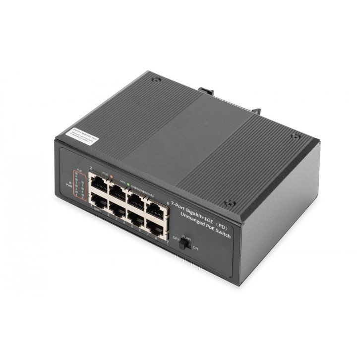 DIGITUS DN-651113 Pramoninis PoE+ jungiklis DIN bėgelis