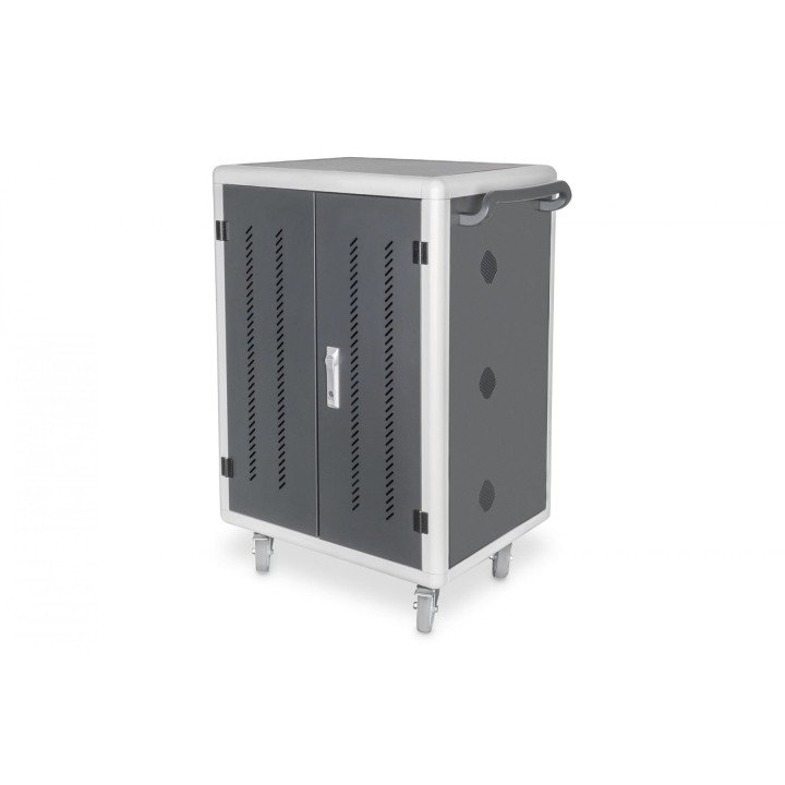 DIGITUS DN-45002 Charging Trolley, 15.6", 30 USB-A Charging Bays, PDU, Fan