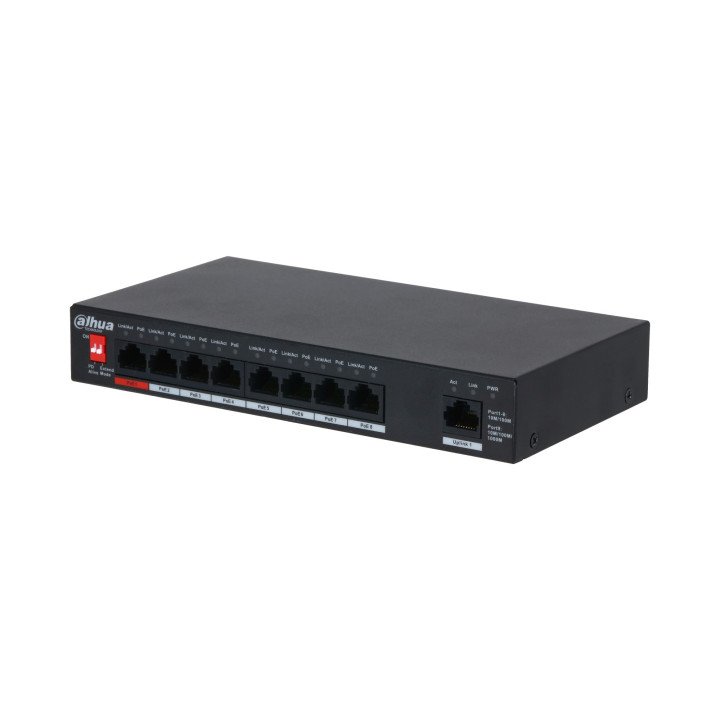 Dahua PFS3009-8ET1GT-96-V2 9-Port Unmanaged Desktop Switch with 8-Port PoE