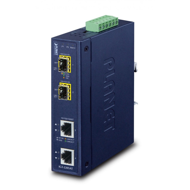 Преобразователь медиа PLANET IGT-2205AT Industrial 2-Port Gigabit to 2-Port SFP (-40~75°C, Dual DC/AC)