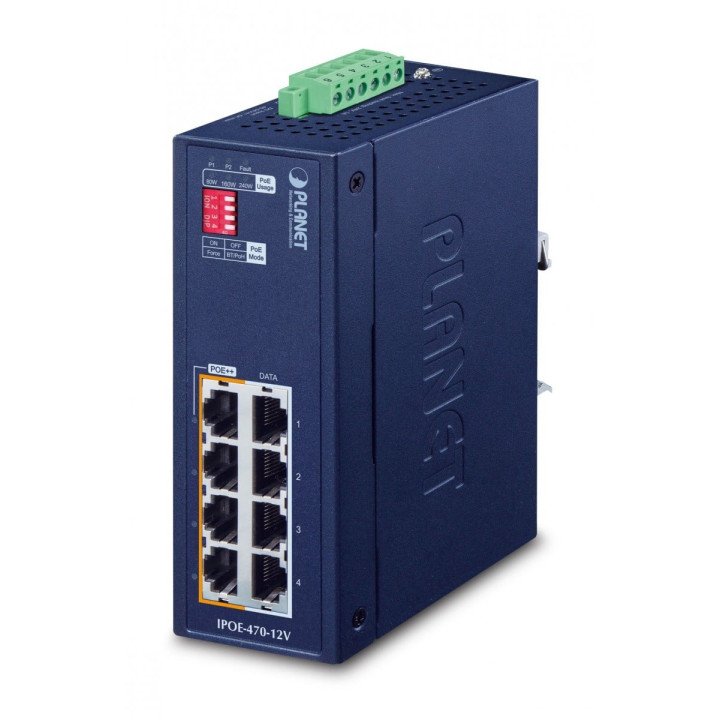 PLANET IPOE-470-12V 8 pordiga Gigabit PoE lüliti