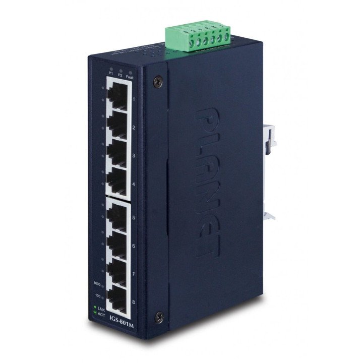 Planet IGS-801M IP30 Тонкий 8-портовый промышленный управляемый коммутатор Gigabit Ethernet (от -40 до 75 градусов C, двойной ре