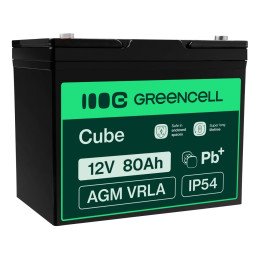 Green Cell AGM57 12V 80Ah VRLA Battery for Boats, Scooters, Campers, Wheelchairs, Lawnmowers