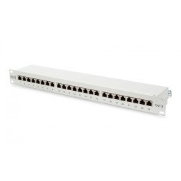 DIGITUS DN-91624S Cat 6 Shielded Patch Panel, 24-Port RJ45, 1U, Rack Mount, Grey