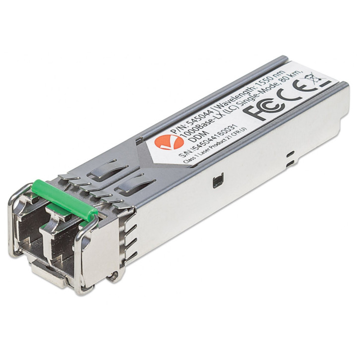 Intellinet optiskais raiduztvērēja modulis, Gigabit Fiber SFP, 1000Base-Lx (LC) viena režīma ports, 80 km, saderīgs ar MSA, līdz