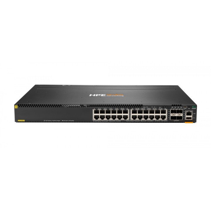 HPE Aruba Networking CX 6300M 24-port 1GbE Class 4 PoE and 4-port SFP56 Switch JL662A