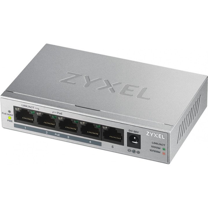 ZyXEL GS1005HP 5 pordiga Gigabit PoE+ lüliti 60W