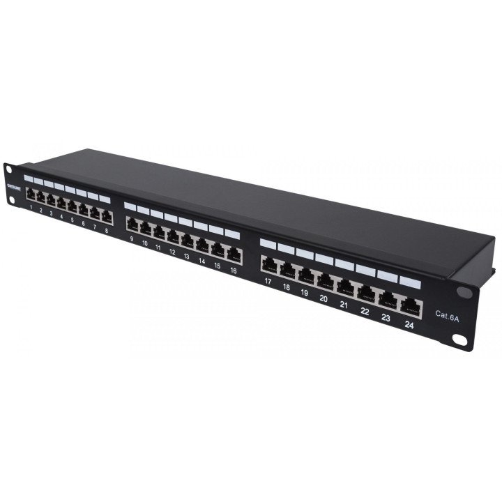 Intellinet 24-Port Cat6a FTP Patch Panel 1U Black
