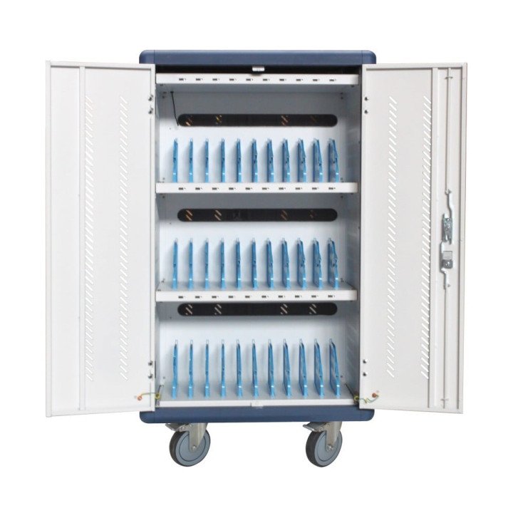 Techly I-CABINET-30DUTY Charging Cabinet for 30 Tablets with 30 USB Ports and 30 AC Sockets