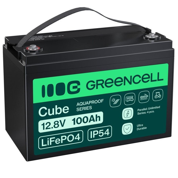 Green Cell LFPGC12V100AH LiFePO4 Battery 100Ah 12.8V 1280Wh