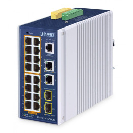 PLANET IGS-4215-16P2T2S IP30 Industrial L2/L4 16-Port Gigabit PoE+ Managed Switch with 320W PoE Budget