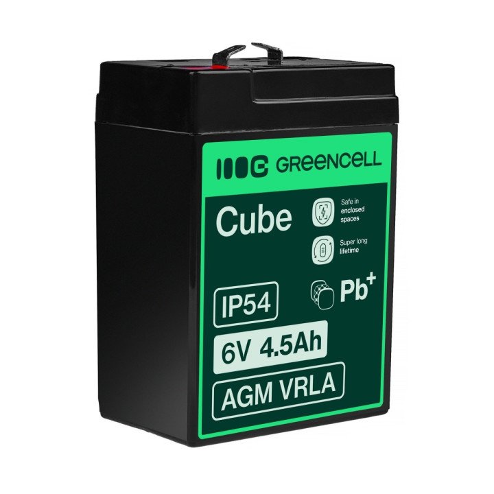 Green Cell AGM02 6V 4.5Ah VRLA Battery for Alarm Systems, Cash Registers, Toys