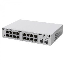 MikroTik Cloud Smart Switch CSS318-16G-2S+IN with 16 Gigabit Ethernet ports, 2 SFP+ cages, SwOS, desktop case