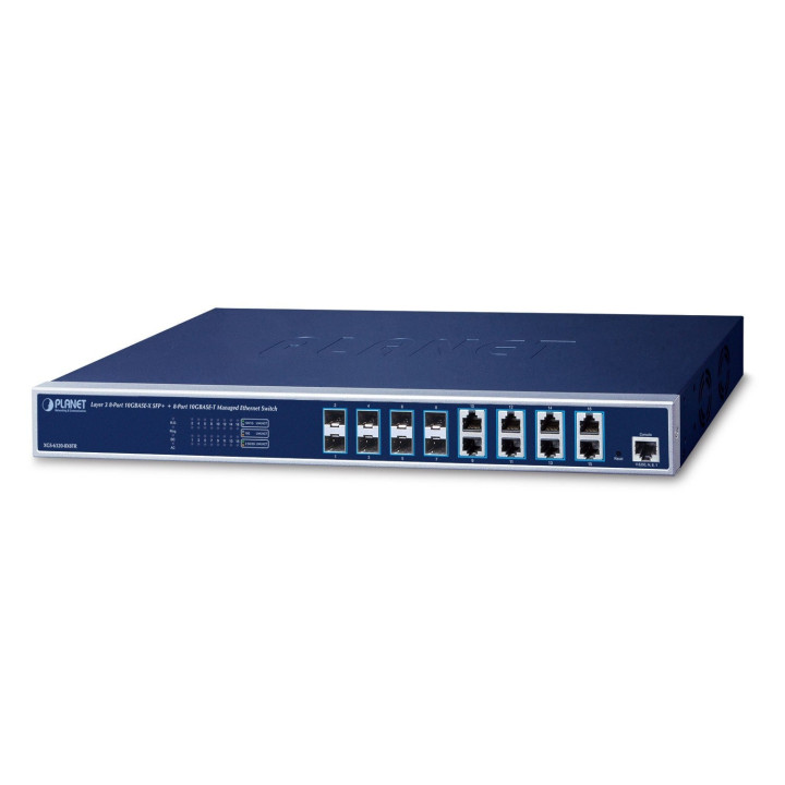 PLANET XGS-6320-8X8TR Layer 3 16-Port 10GbE Managed Switch (8x SFP+ & 8x RJ-45) with 48V DC Redundant Power