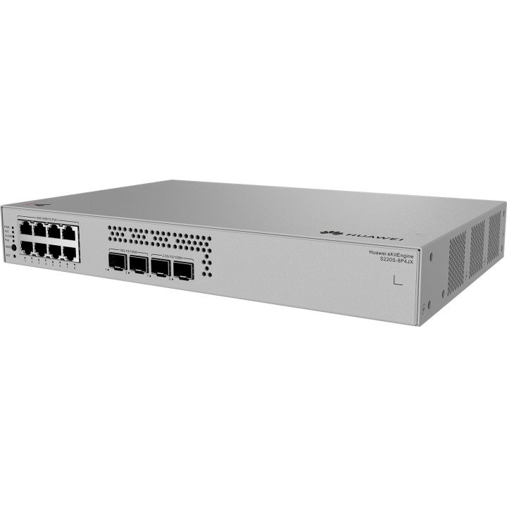Huawei S220S-8P4JX Managed Switch (8 PoE+ ports, 4 uplink ports, 128W PoE budget, fanless)