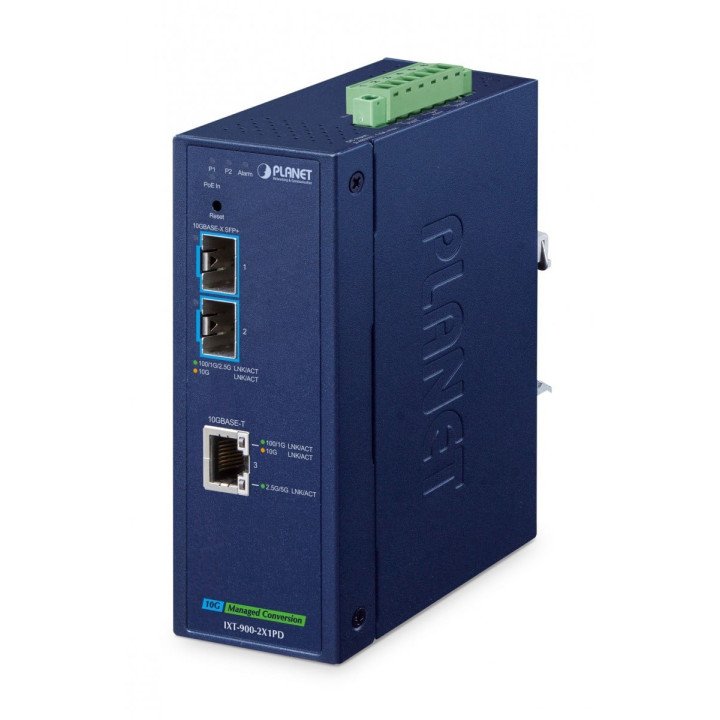 PLANET IXT-900-2X1PD Industrial 2-Port Fiber Optic Switch, 10G, IP40