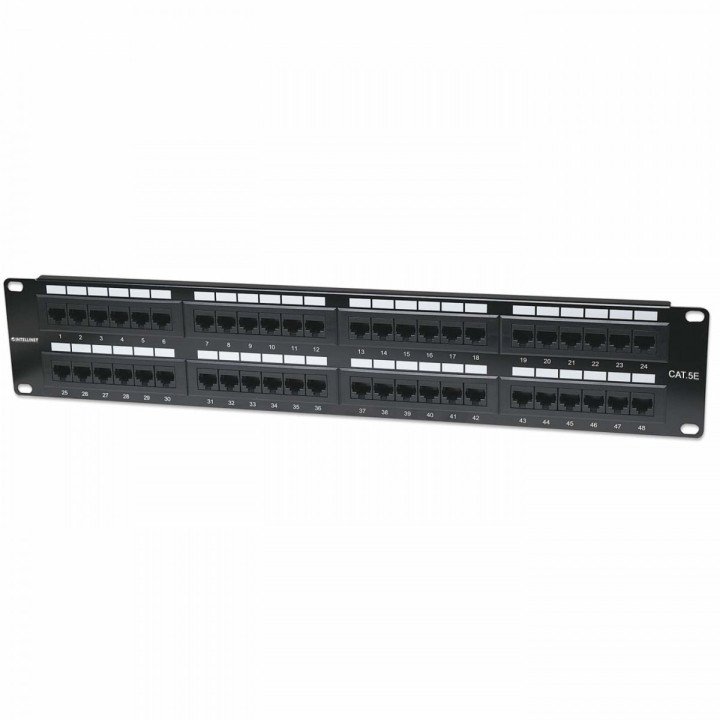 Intellinet 513579 Cat5e UTP 48-Port Patch Panel, 2U, Black