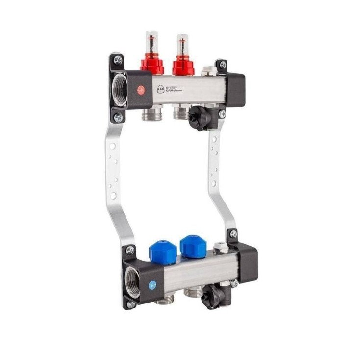 Kan-Therm 1316157077 InoxFlow Manifold with Flow Meters and Valves for Actuators Series UFST 2 Circuits