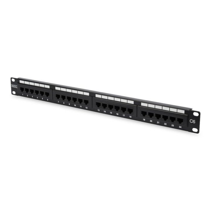 DIGITUS DN-91624U-EC Cat6 UTP Patch Panel, 24-Port, 1U, Black