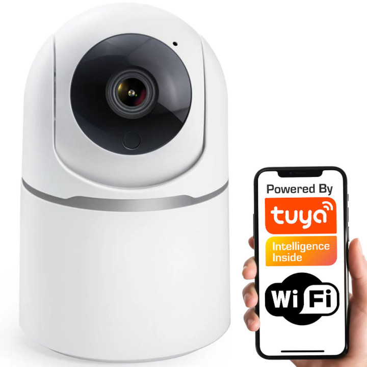 Tuya CMT33 Indoor Rotating PTZ Camera 3MP – WiFi, RJ45, ONVIF, Siren