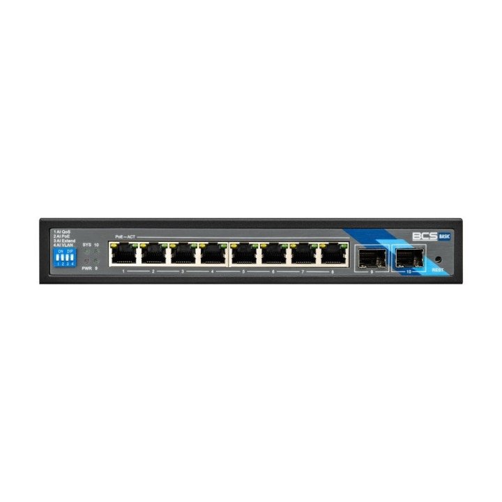 BCS BCS-B-SP08G-2SFP 8-Port Gigabit PoE Switch with 2 SFP and 96W Budget