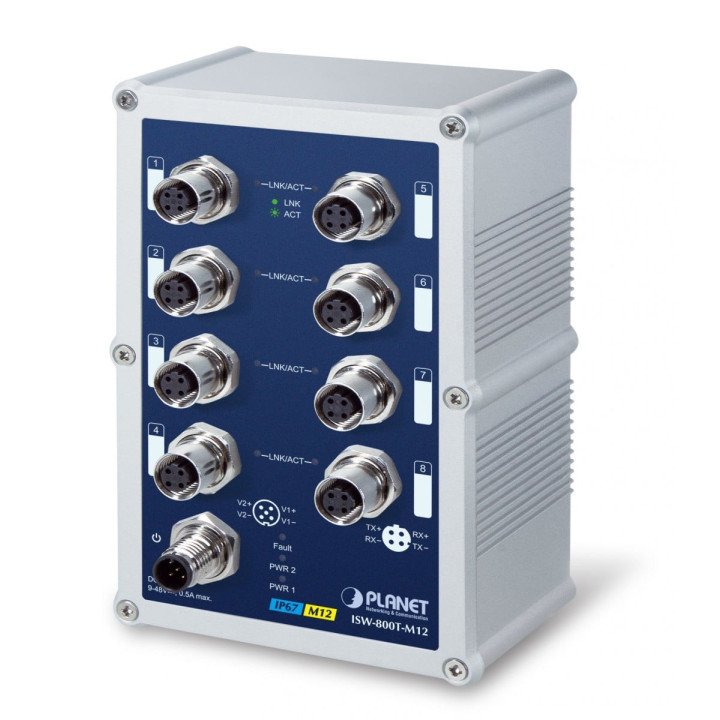 Коммутатор управляемый PLANET ISW-800T-M12 IP67 8-Port 10/100Mbps M12 (-40 to 75°C)