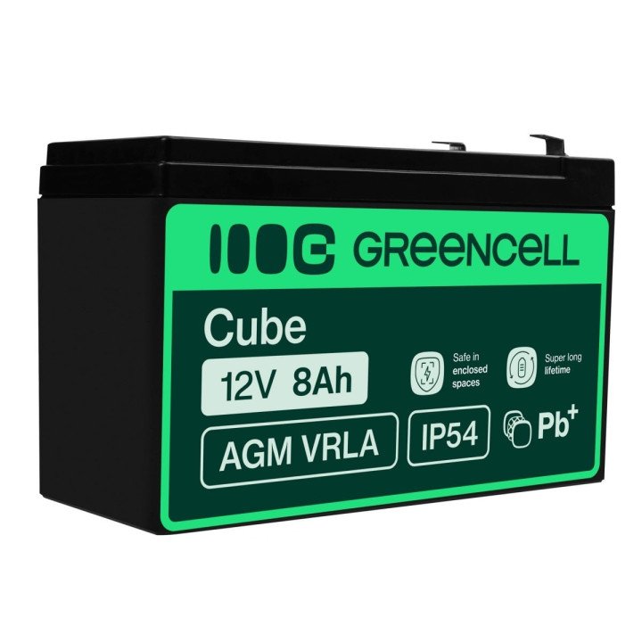 Green Cell AGM46 12V 8Ah VRLA Maintenance-Free Battery