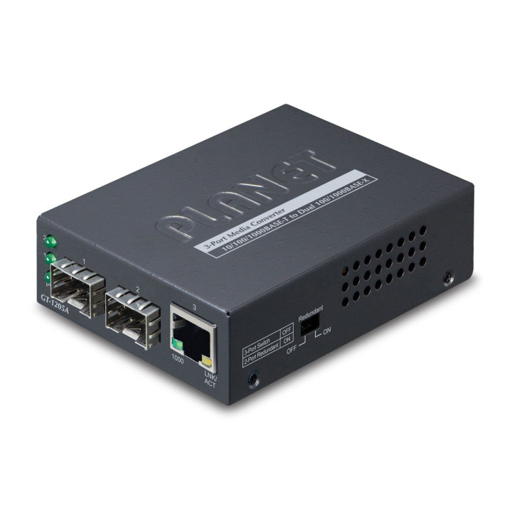 PLANET GT-1205A 1-pordiline 10/100/1000BASE-T + 2-pordiline 100/1000BASE-X SFP meediamuundur