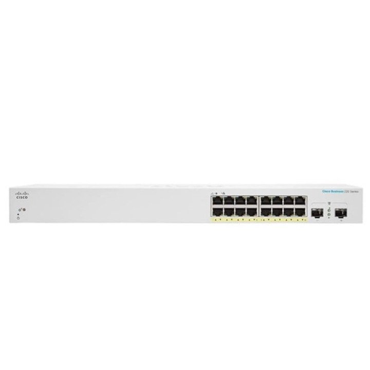 Cisco CBS220-16P-2G-EU Smart 16-Port Gigabit PoE+ Switch, 130W