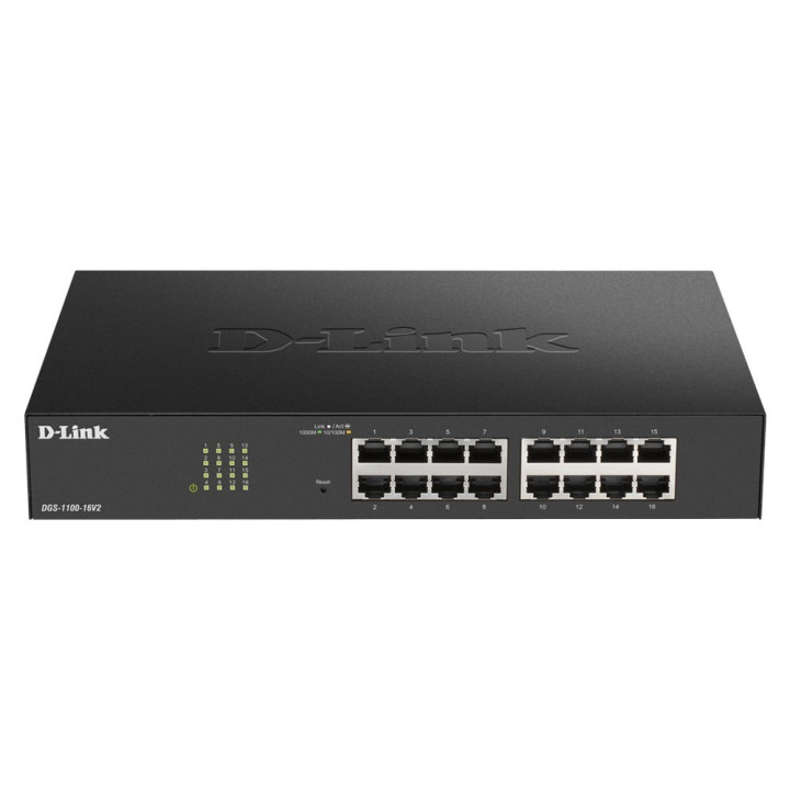 D-Link DGS-1100-16V2 pārvaldāms Gigabit Ethernet slēdzis, 16 porti, melns