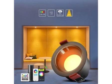 Gledopto Viedā griestu LED spuldze Zigbee  12W Black RGB+CCT 60° Griestu spuldze