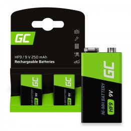 Green Cell GR18 Rechargeable Batteries 2x 9V HF9 Ni-MH 250mAh