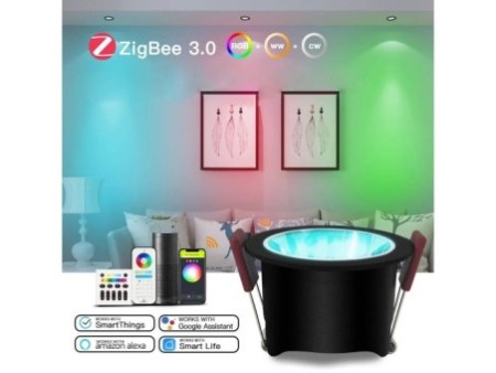 Gledopto Viedā griestu LED spuldze Zigbee  12W Black RGB+CCT 60° Griestu spuldze