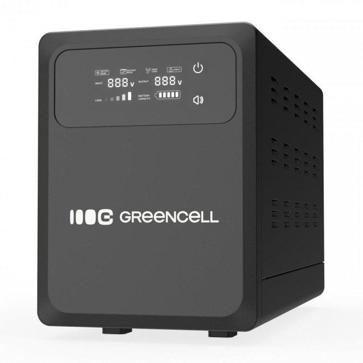 Green Cell UPSLPPC1000 Uninterruptible Power Supply AVR UPS 1500VA 1000W PowerCore 12 VDC with LCD Display