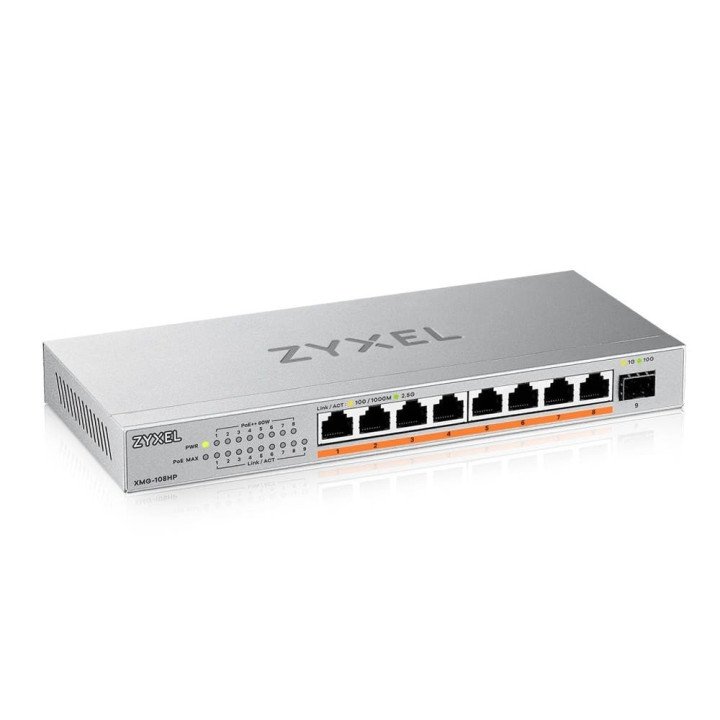 ZyXEL XMG-108HP-EU0101F 8-Port 2.5G Multi-Gig Unmanaged PoE++ Switch with 1 SFP+