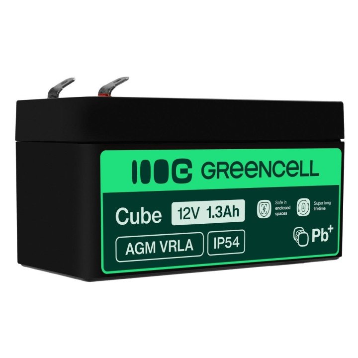 Green Cell AGM41 12V 1.3Ah VRLA Battery for Alarm Systems, Cash Registers, Toys