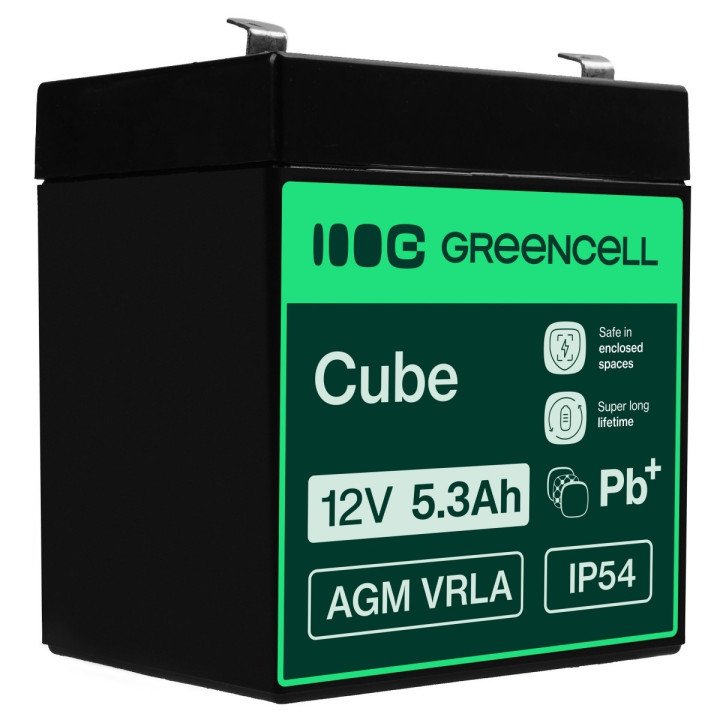 Green Cell AGM45 VRLA 12V 5.3Ah Maintenance-Free Battery
