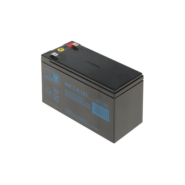 12V 7.2Ah Sealed Lead-Acid Battery (12V/7.2AH-MW) - Rechargeable Backup Power for UPS, Alarm Systems, Emergency Lighting