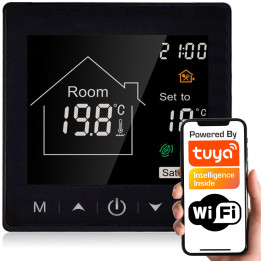 Smart Thermostat 16A grīdas apsilde Black RT Series WiFi TUYA