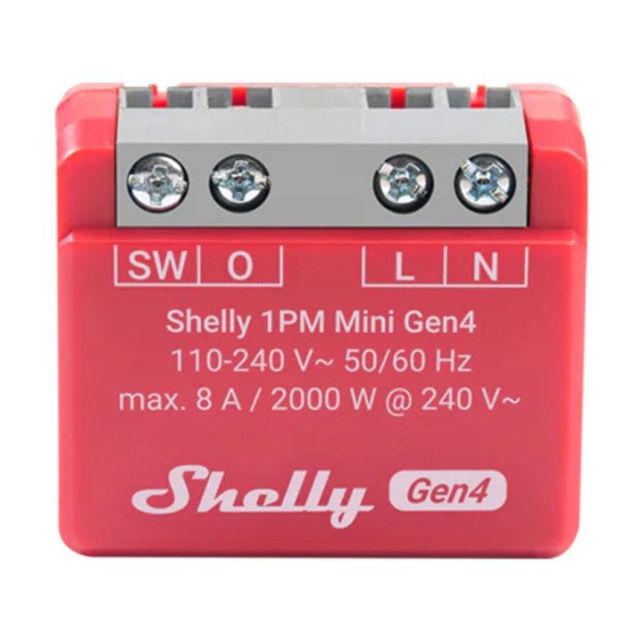 Shelly 1PM Mini Gen4 многопротокольный (Wi-Fi+ Bluetooth / Zigbee 3.0) релейный модуль, с измерителем мощности, совместимость с 