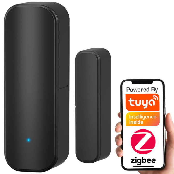 Magnētiskais durvju loga atvēršanas sensora kontakts, melns ZigBee TUYA