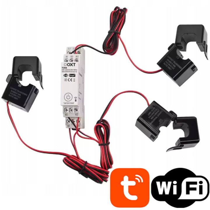 OXT Smart 3-Phase DIN Rail Energy Meter with 100A/60A CT Clamps WiFi TUYA