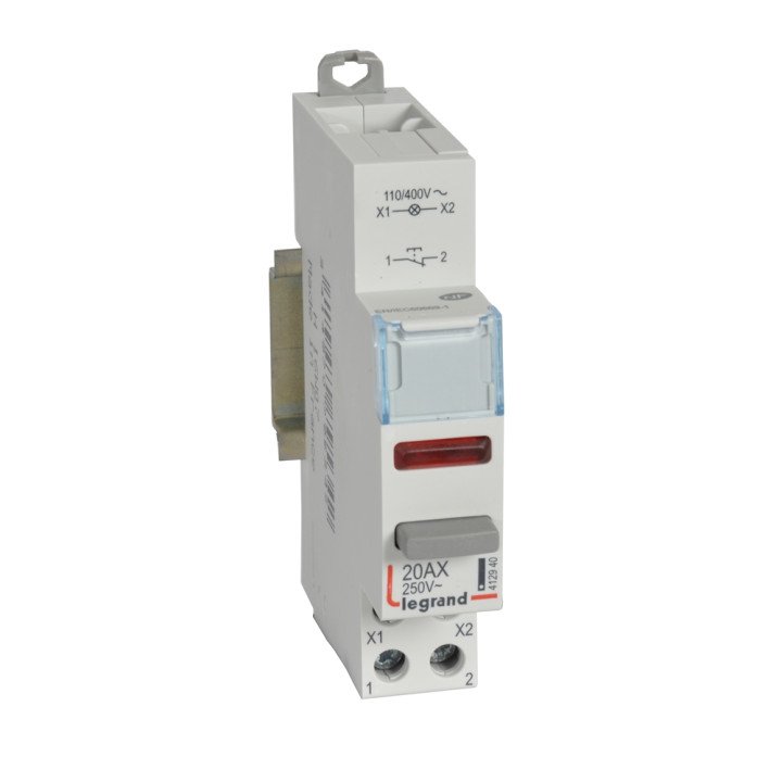Push-button dual functions - 20 A - 100/400 V/= - NO + red LED indicator
