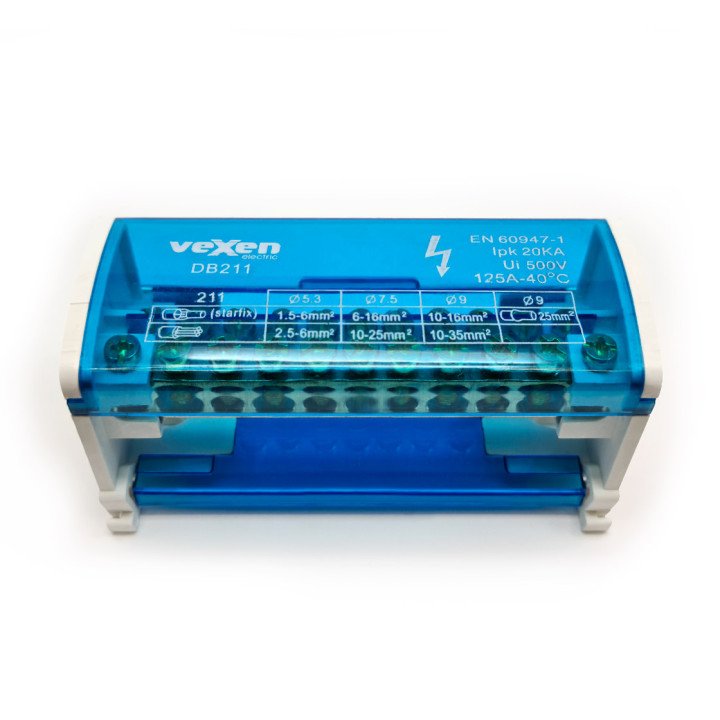 Distribution block 2x11, 125A/500V