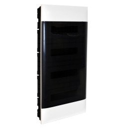 LEGRAND 4X12M FLUSH CABINET SMOKED DOOR E + N  TERMINAL BLOCK FOR MASONRY WALL