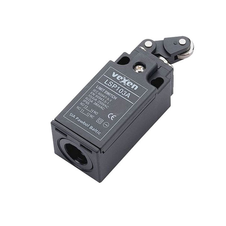 LSP103A limit switch 1NO/1NC in plastic housing IP65 with plastic roller lever on steel plunger
